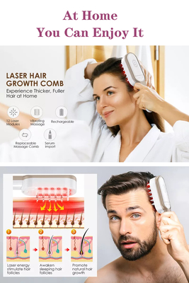 Top Selling Hair Portable Rechargeable Laser Hair Care Comb Hair Growth Care Treatment Vibration Massage Laser Comb